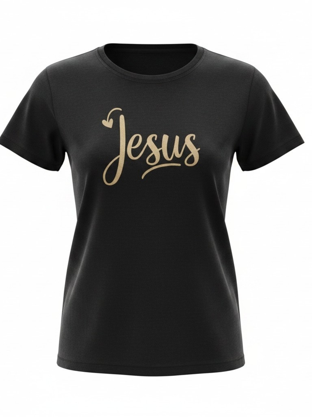 Access -Ladies Black Graphic Designed Short Sleeve Tee Shirt. Jesus across front - Picture 2 of 10